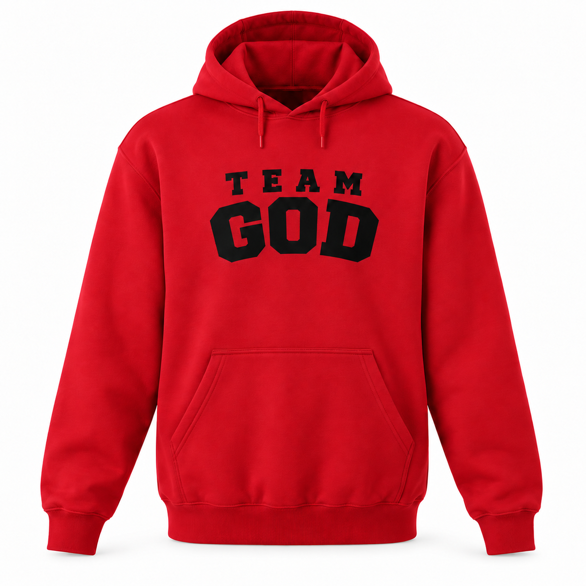 TEAM GOD Varsity Hoodie in The Blood with black lettering
