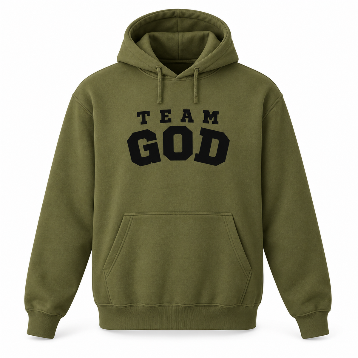 TEAM GOD Varsity Hoodie in Anointing Oil with black lettering