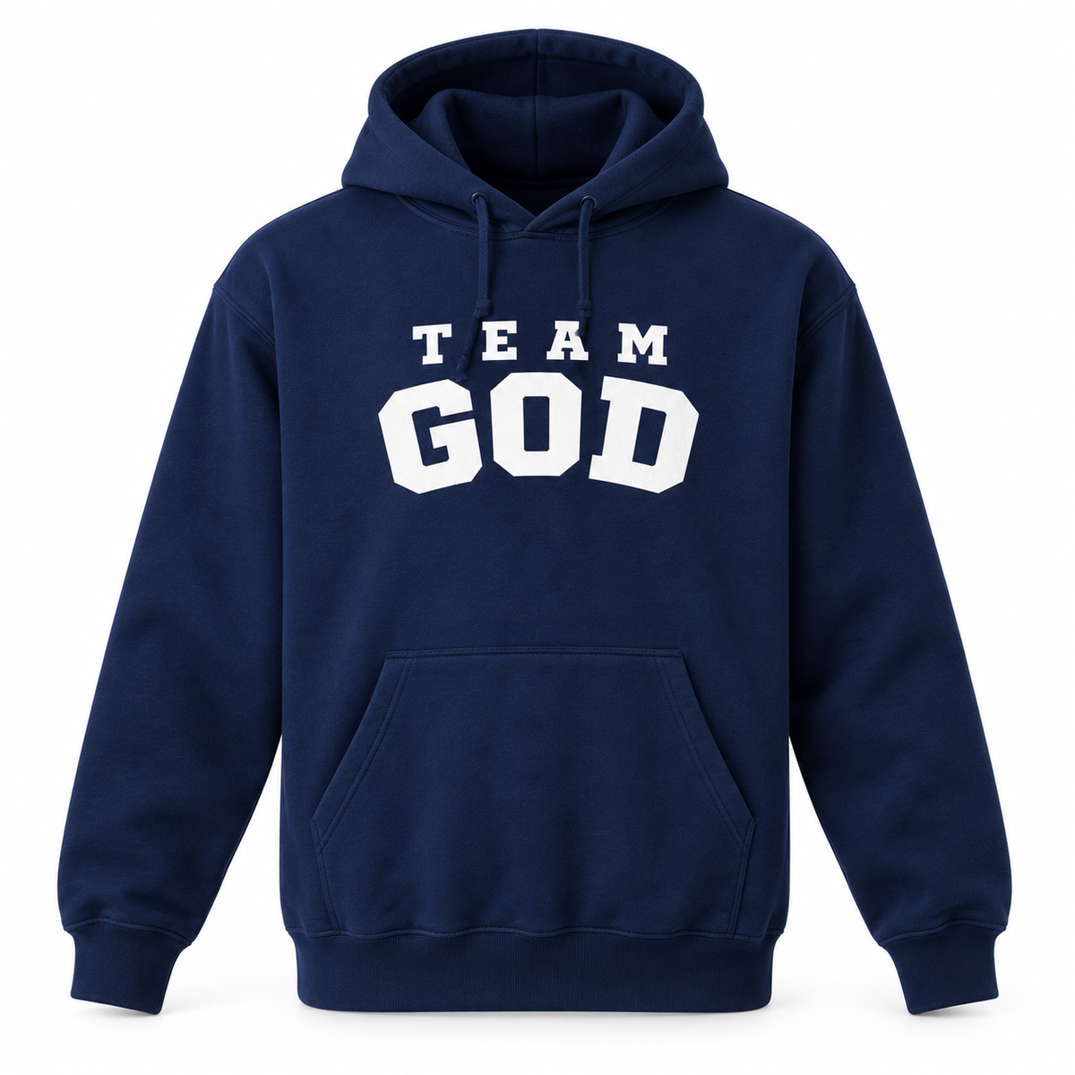 TEAM GOD Varsity Hoodie in Kingdom Navy with white lettering