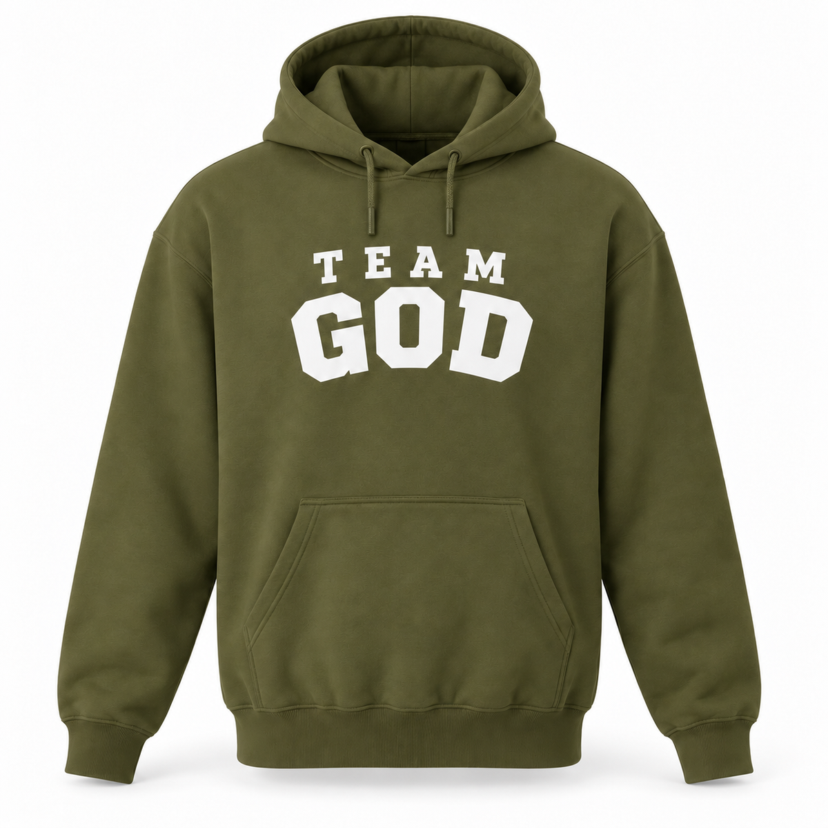 TEAM GOD Varsity Hoodie in Anointing Oil with white lettering